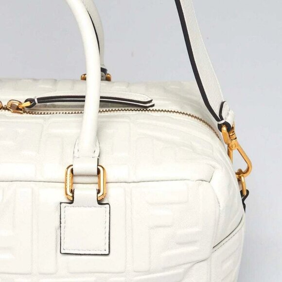 Fendi White Embossed FF Leather Bauletto Piccolo 1974 Bag 8BL141 - Picture 3 of 11